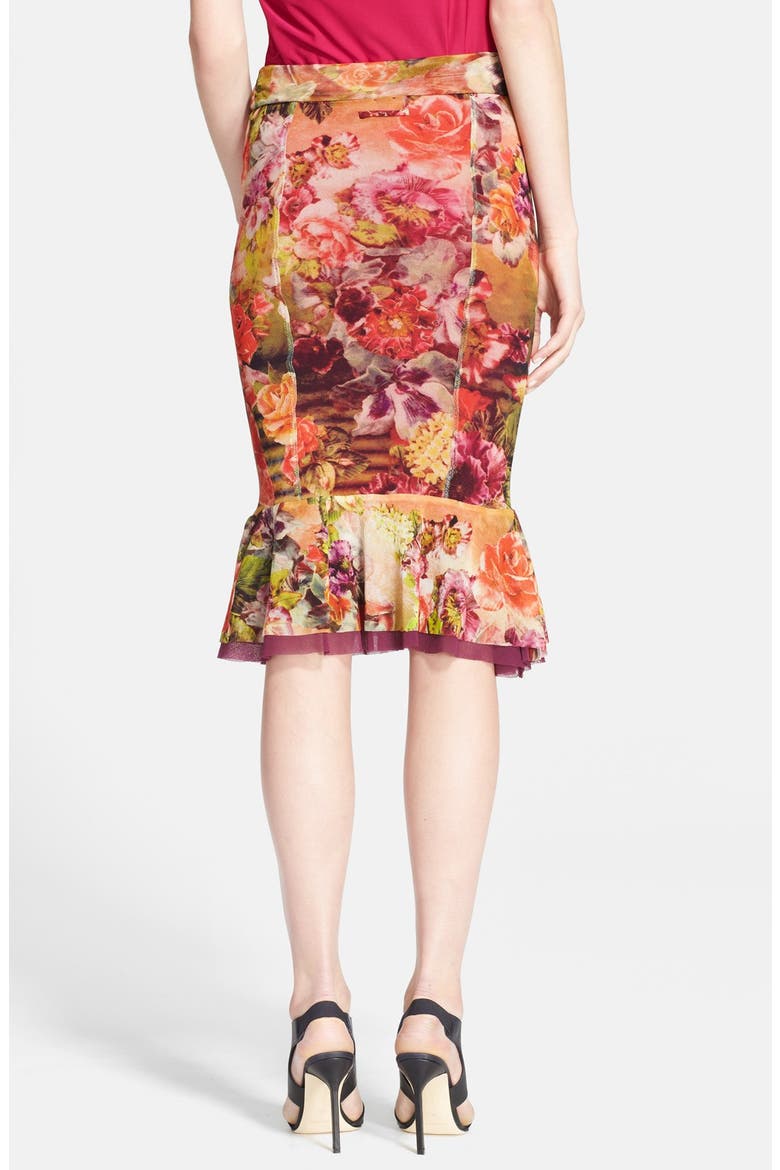 Floral Print Ruffled Hem Skirt, Alternate, color, GRANATA