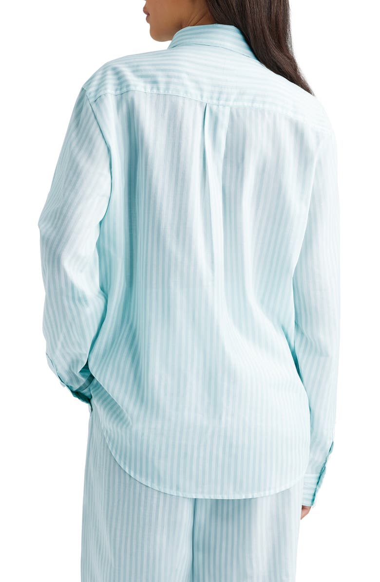 Tommy John Stripe Woven Button-Up Sleep Shirt, Alternate, color, Turquoise Stripe