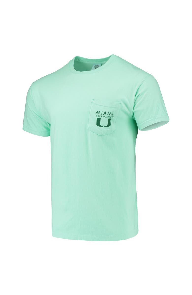 IMAGE ONE Men's Mint Green Miami Hurricanes Circle Scene Comfort Colors Pocket T-Shirt, Alternate, color, Mint