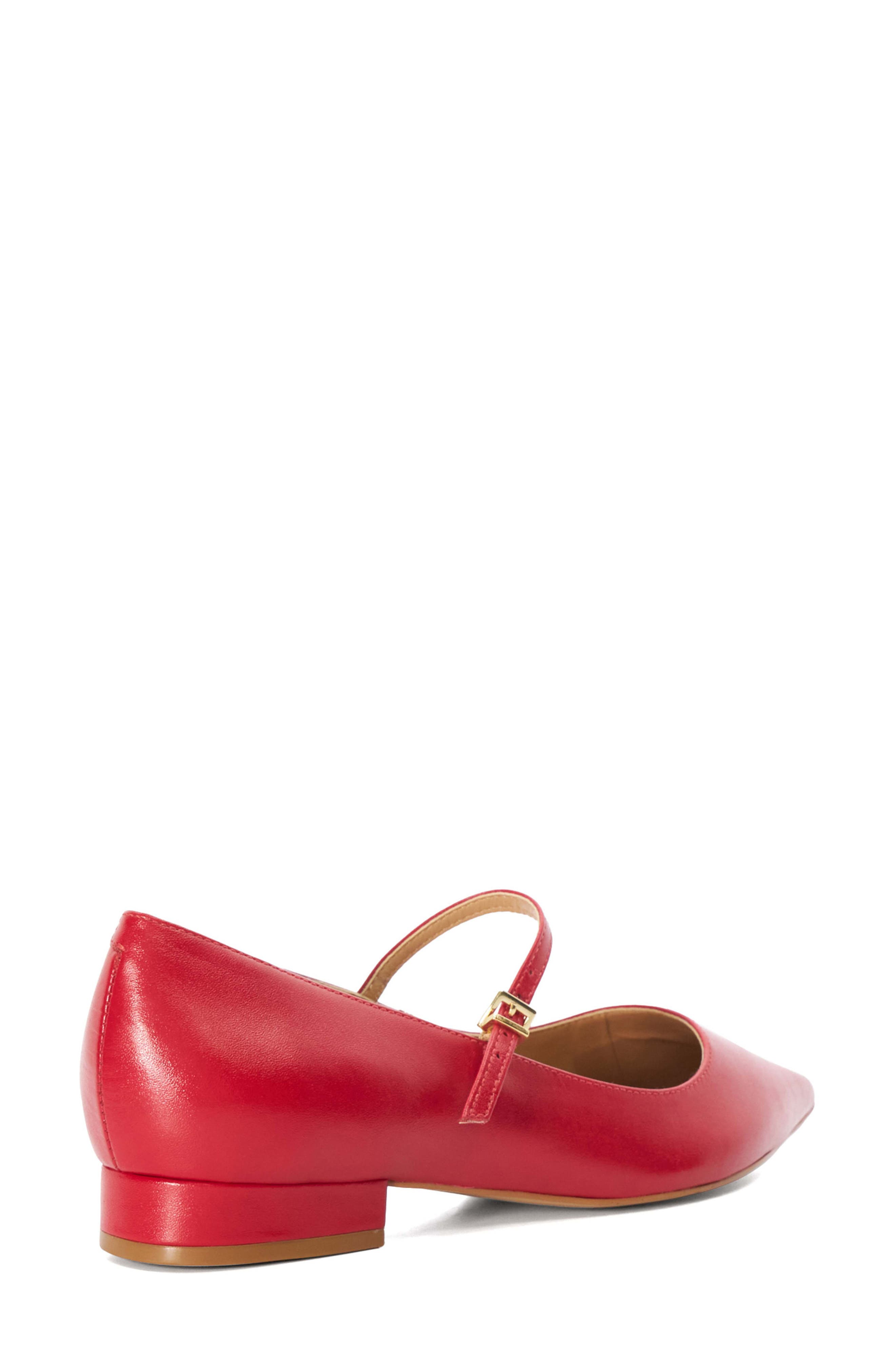 Hastas Pointed Toe Mary Jane Flat, Alternate, color, RED