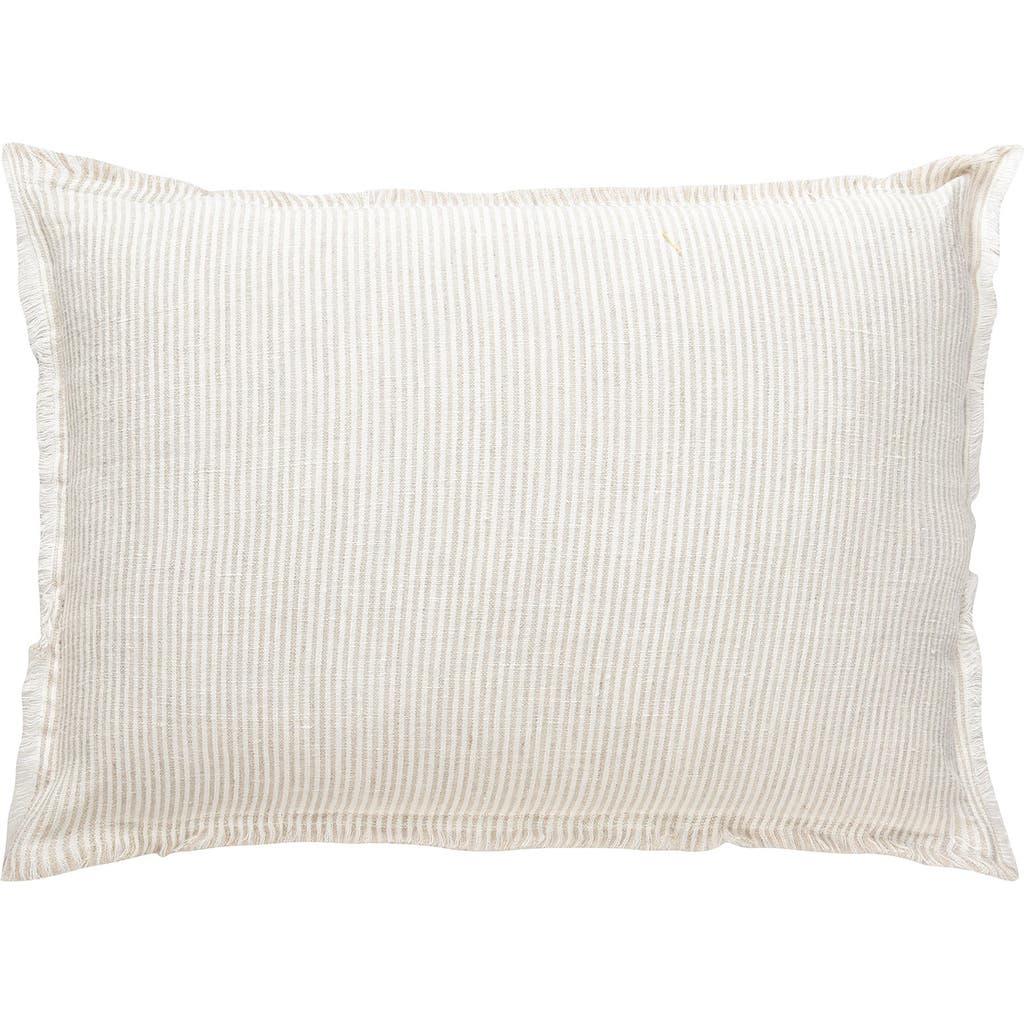 Anaya So Soft Linen Striped Down Pillow In Beige And White