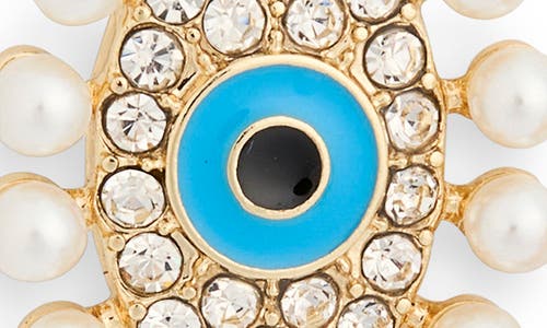 BAUBLEBAR BAUBLEBAR FAUX PEARL & CRYSTAL EVIL EYE DROP EARRINGS