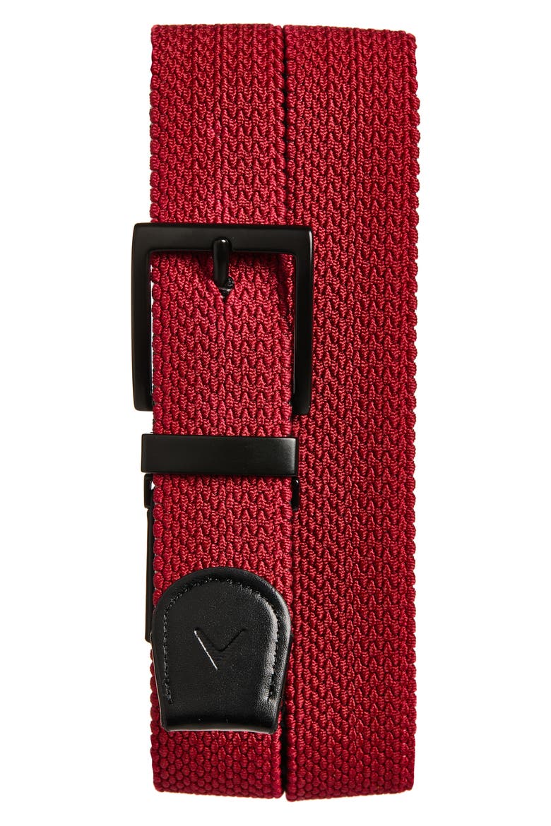 Stretch Fab Rev Woven Belt, Alternate, color, BLACK/ RED