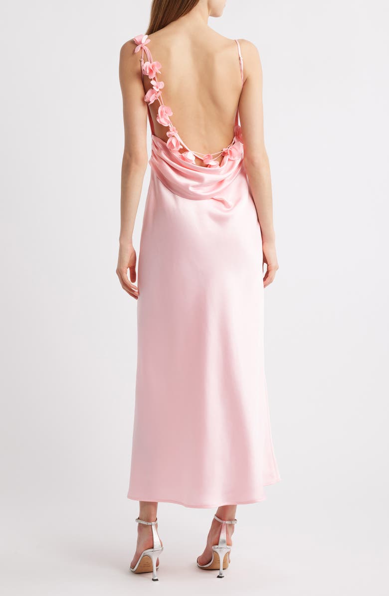 Lulus Pandora Flower Satin Cocktail Dress, Alternate, color, Pink