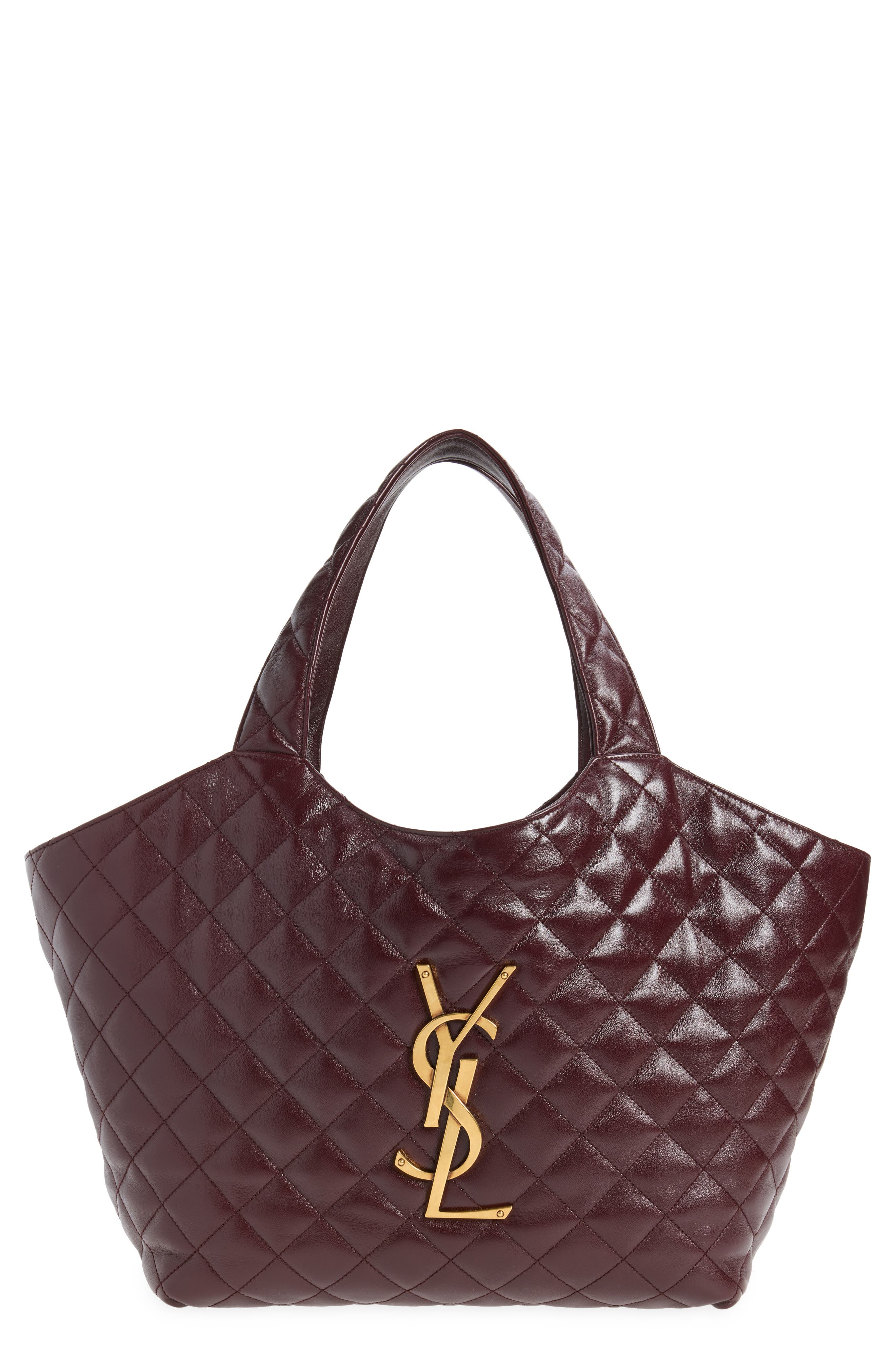 Saint Laurent Medium Icare Quilted Leather Shopper Tote, Main, color, Rouge Cabernet