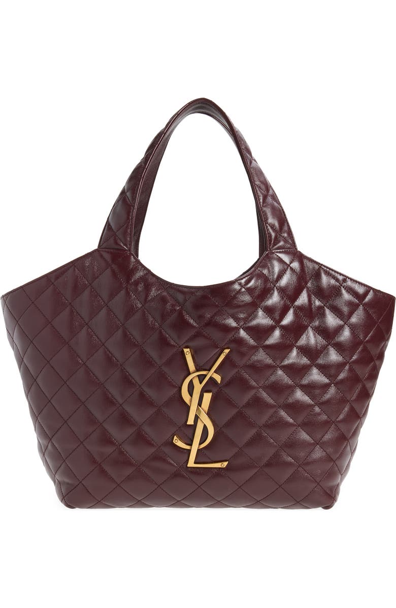 Saint Laurent Medium Icare Quilted Leather Shopper Tote, Main, color, Rouge Cabernet