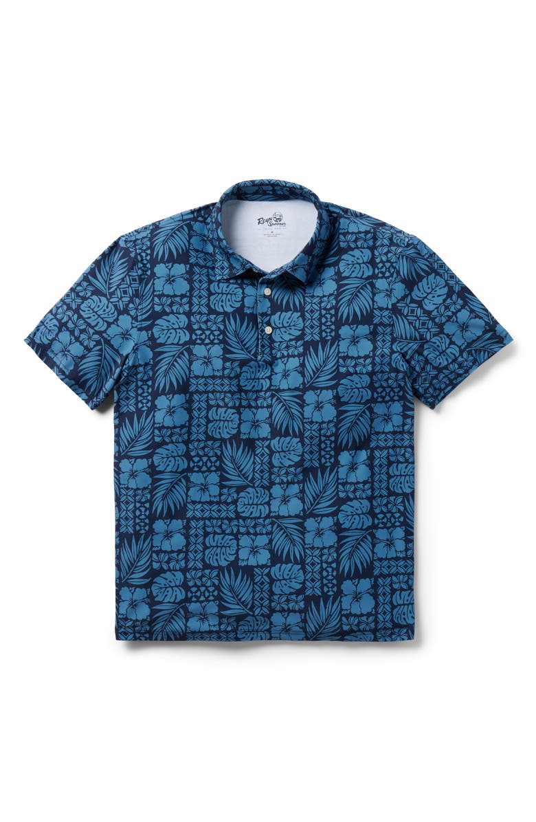 Reyn Spooner Tropical Tapa Floral Performance Polo, Main, color, 