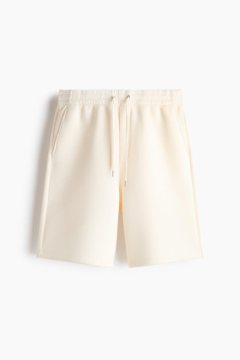 Relaxed-fit Scuba Knit Shorts, Alternate, color, Cream