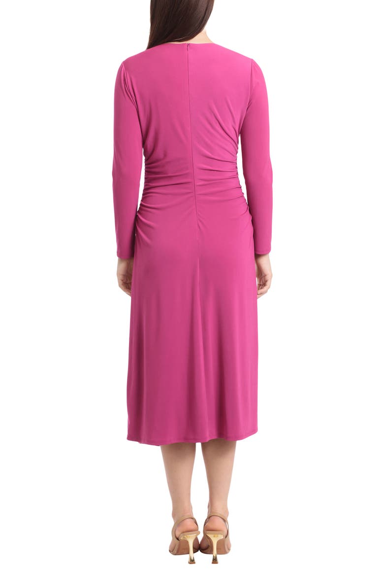Ruched Long Sleeve Midi Dress, Alternate, color, FESTIVAL FUCHSIA