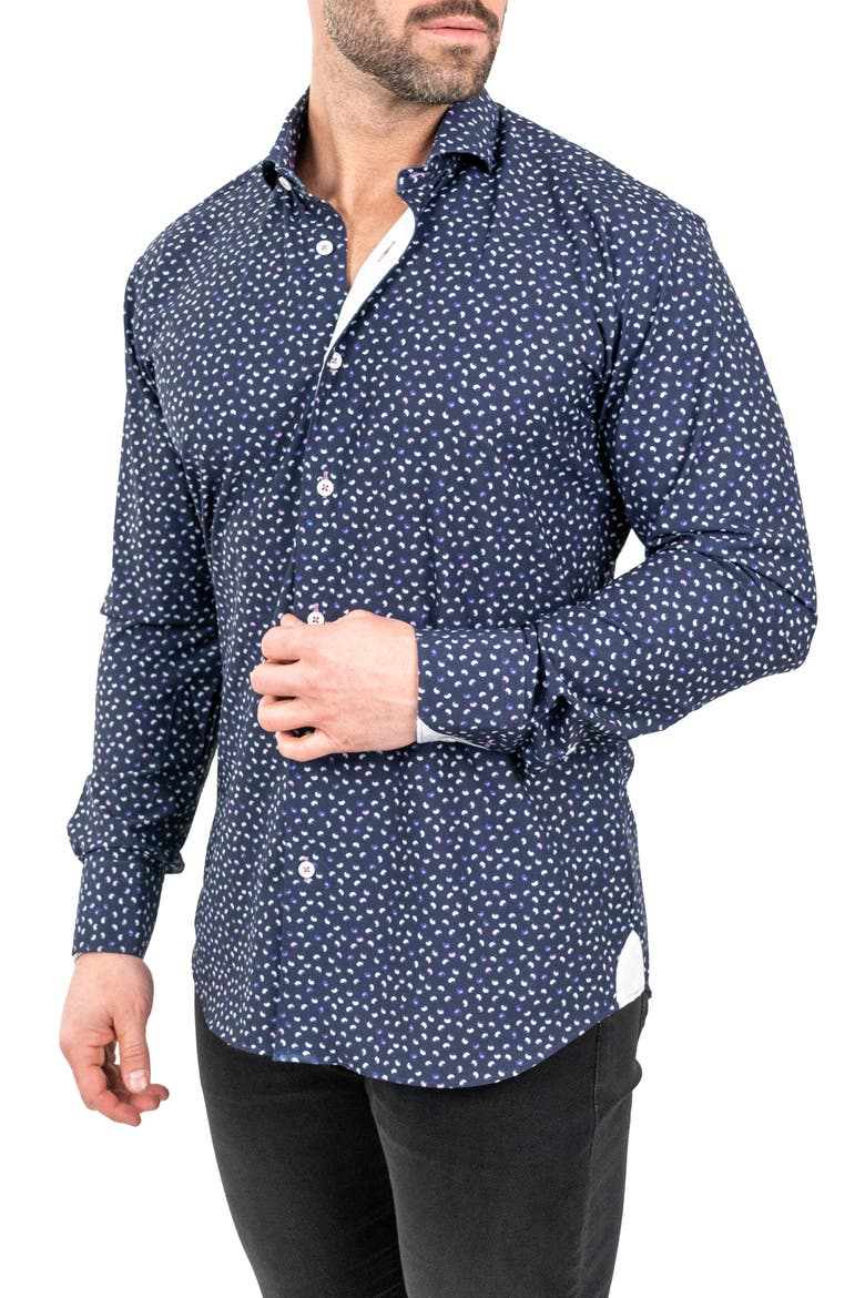 Einstein Paisley Print Stretch Button-Up Shirt, Alternate, color, BLUE