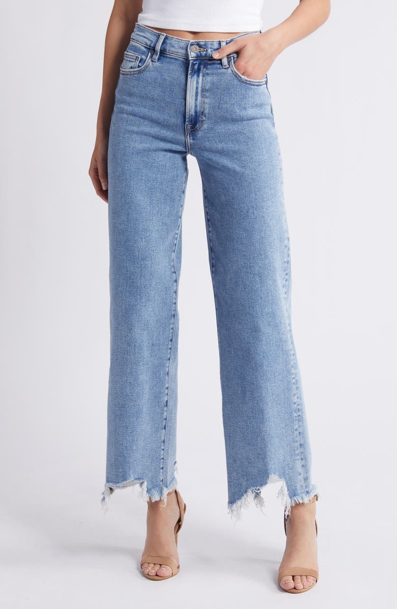 HIDDEN JEANS Frayed Hem Wide Leg Jeans, Main, color,