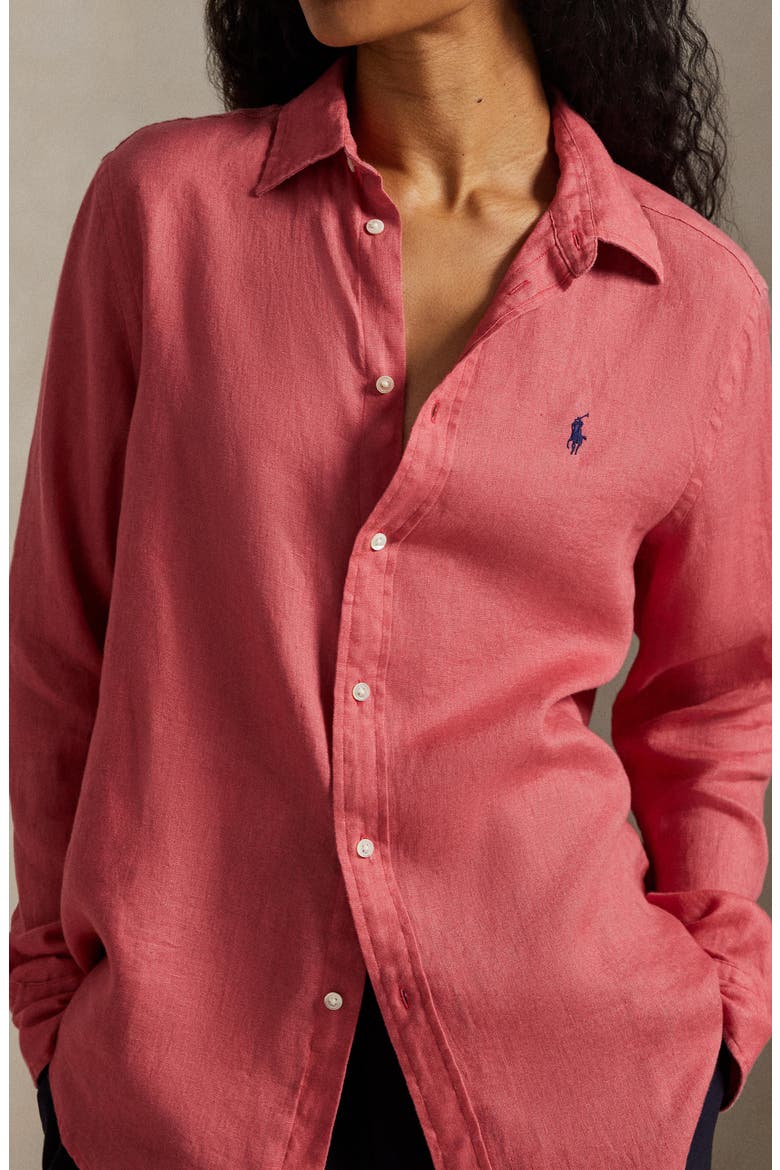 Classic Fit Linen Button-Up Shirt, Alternate, color, ADIRONDACK BERRY