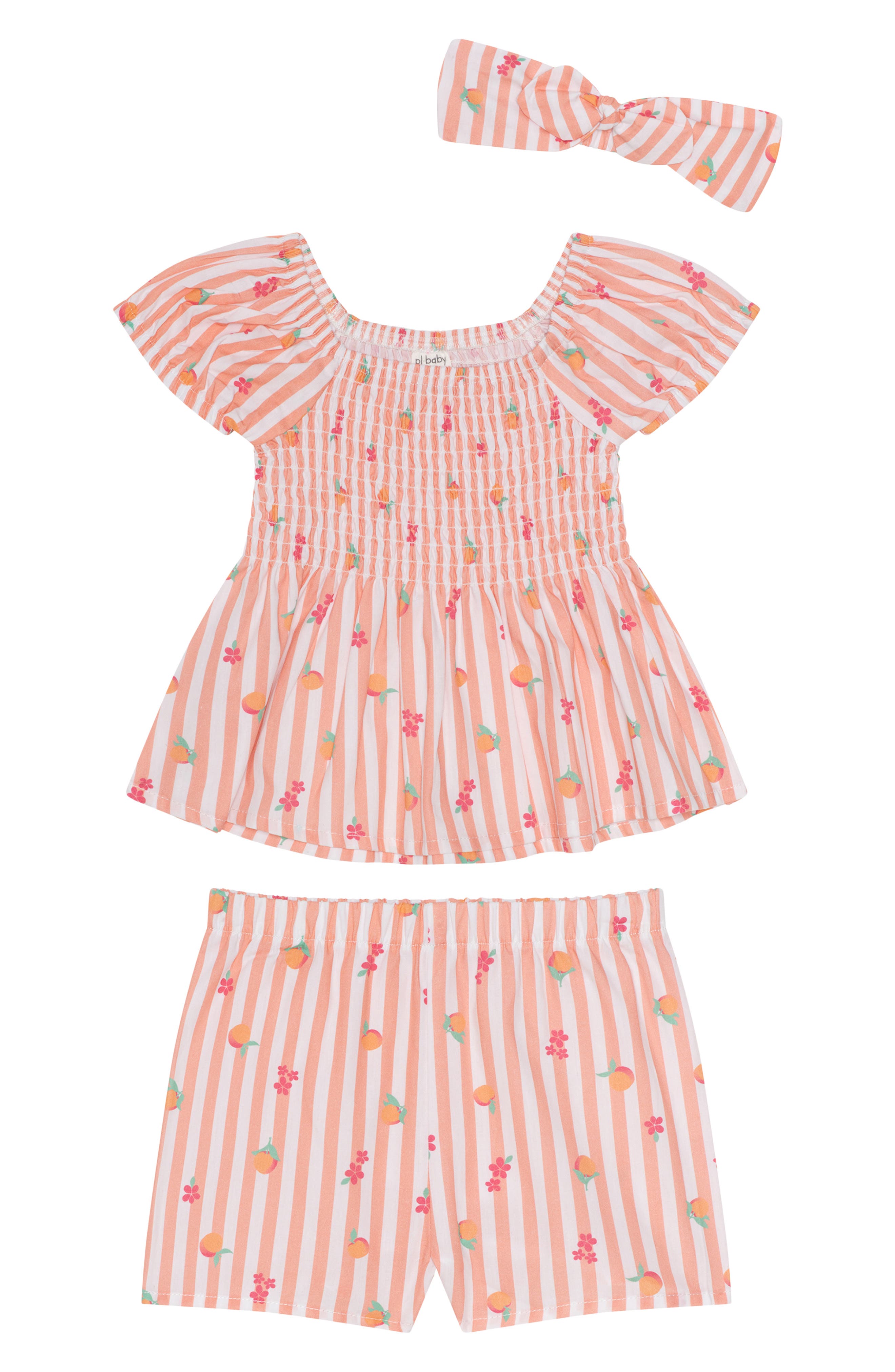 PL Baby by Petit Lem Stripe Woven Top, Shorts & Headband Set