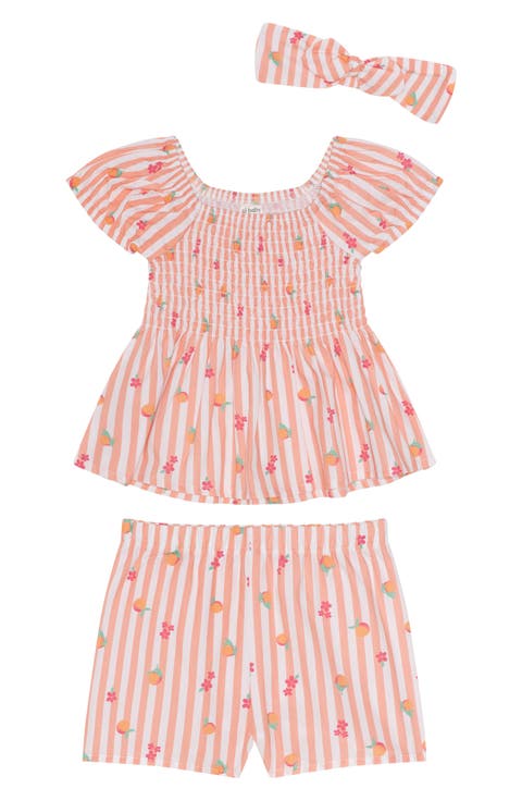 Stripe Woven Top, Shorts & Headband Set (Baby)