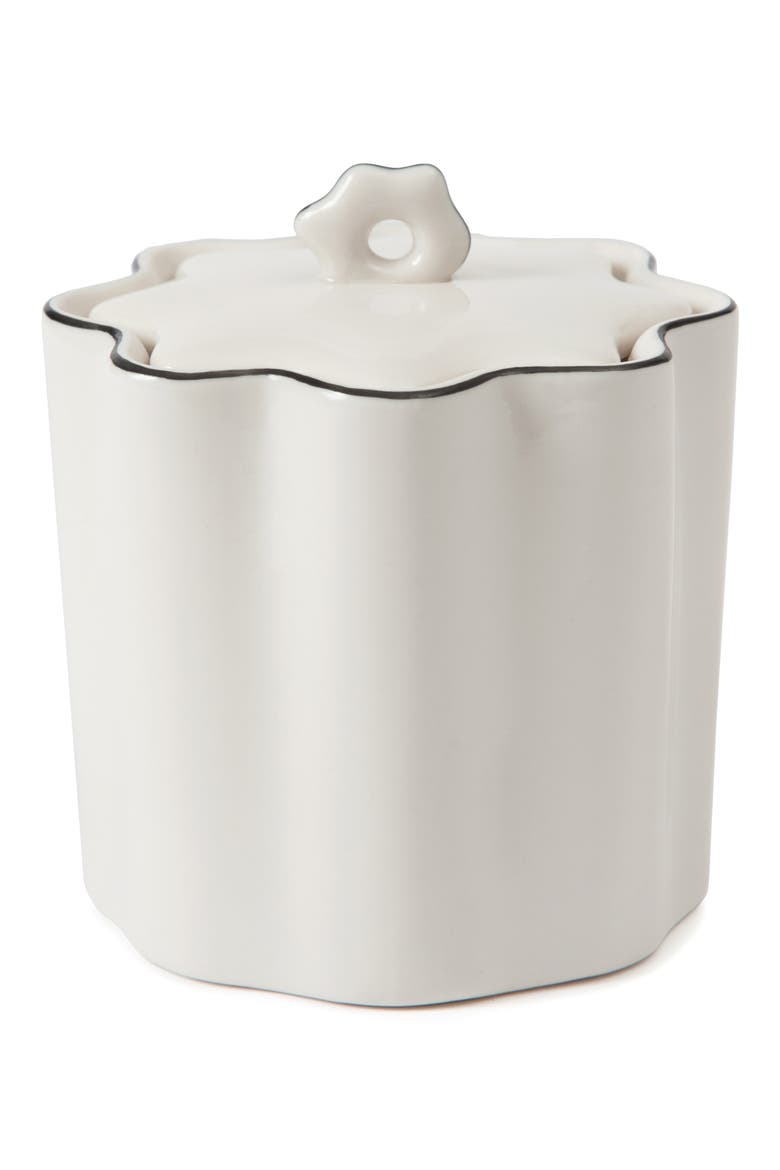 Le Marais Porcelain Cotton Ball Jar, Main, color, WHITE/ BLACK