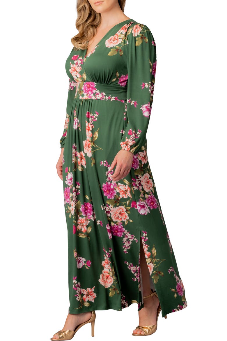 Kelsey Long Sleeve Maxi Dress, Alternate, color, GREEN FLORAL PRINT
