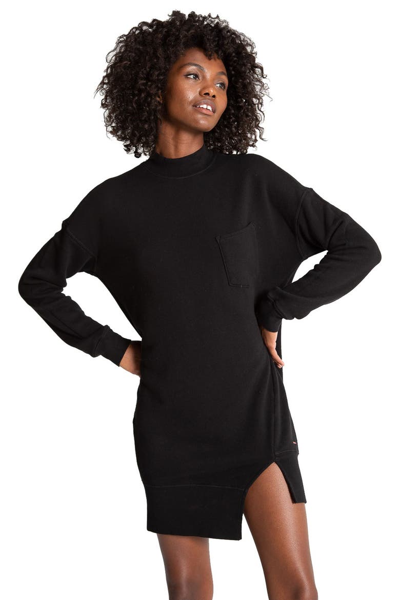 Pari Mock Neck Long Sleeve Minidress, Alternate, color, BLACK CAT