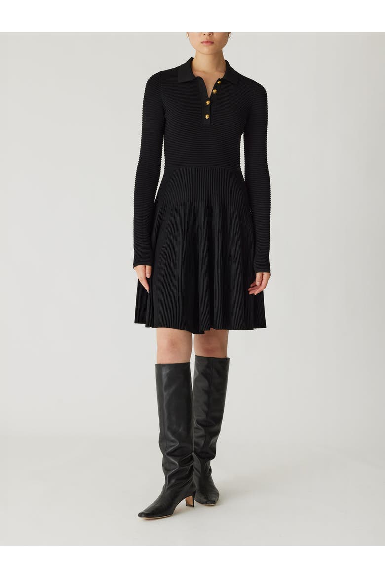 Ottoman Knit Ls Dress, Main, color, BLACK