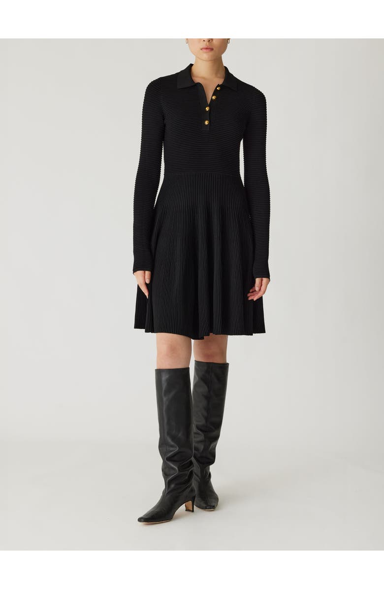 Rebecca Taylor Ottoman Knit Ls Dress, Main, color, Black