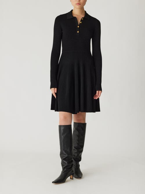 Rebecca Taylor Ottoman Knit Ls Dress in Black 