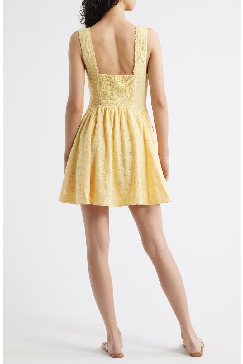 Can't Help It Eyelet Embroidered Minidress, Alternate, color, GOLDEN APRICOT COMBO