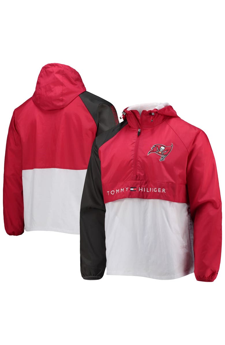 Tommy Hilfiger Men's Tommy Hilfiger Red/Pewter Tampa Bay Buccaneers Raglan Half-Zip Pullover Top, Main, color, Red