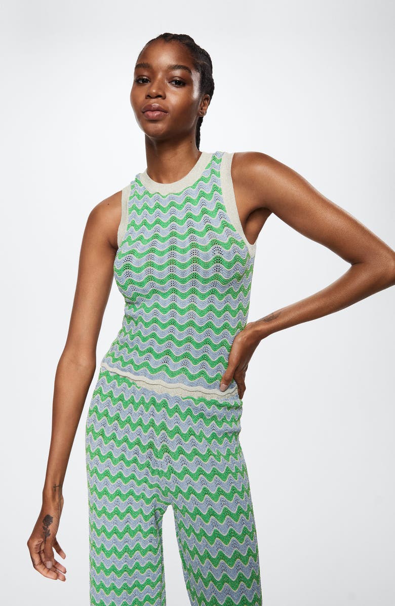 MANGO High Waist Flare Knit Pants, Alternate, color,