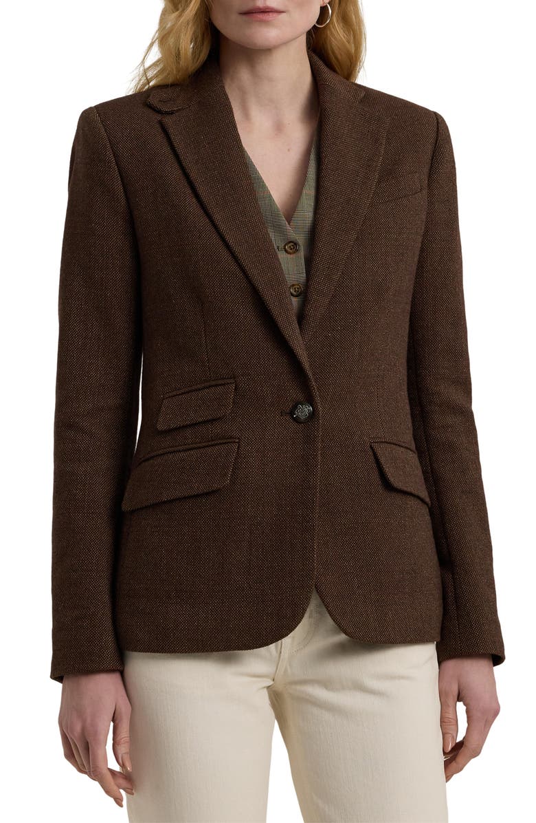 Lauren Ralph Lauren Cotton Blend Oxford Blazer, Main, color, 