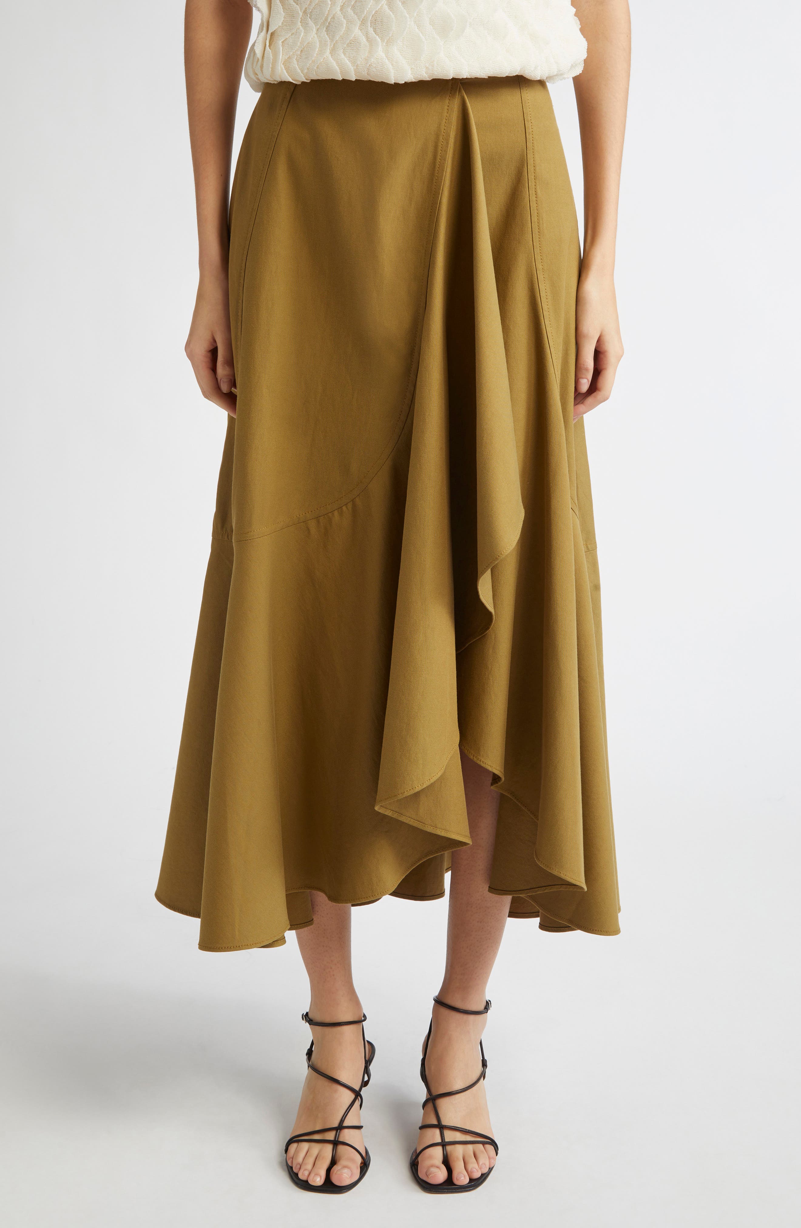 Ulla Johnson Sabina Cascasde Ruffle Cotton Blend Skirt