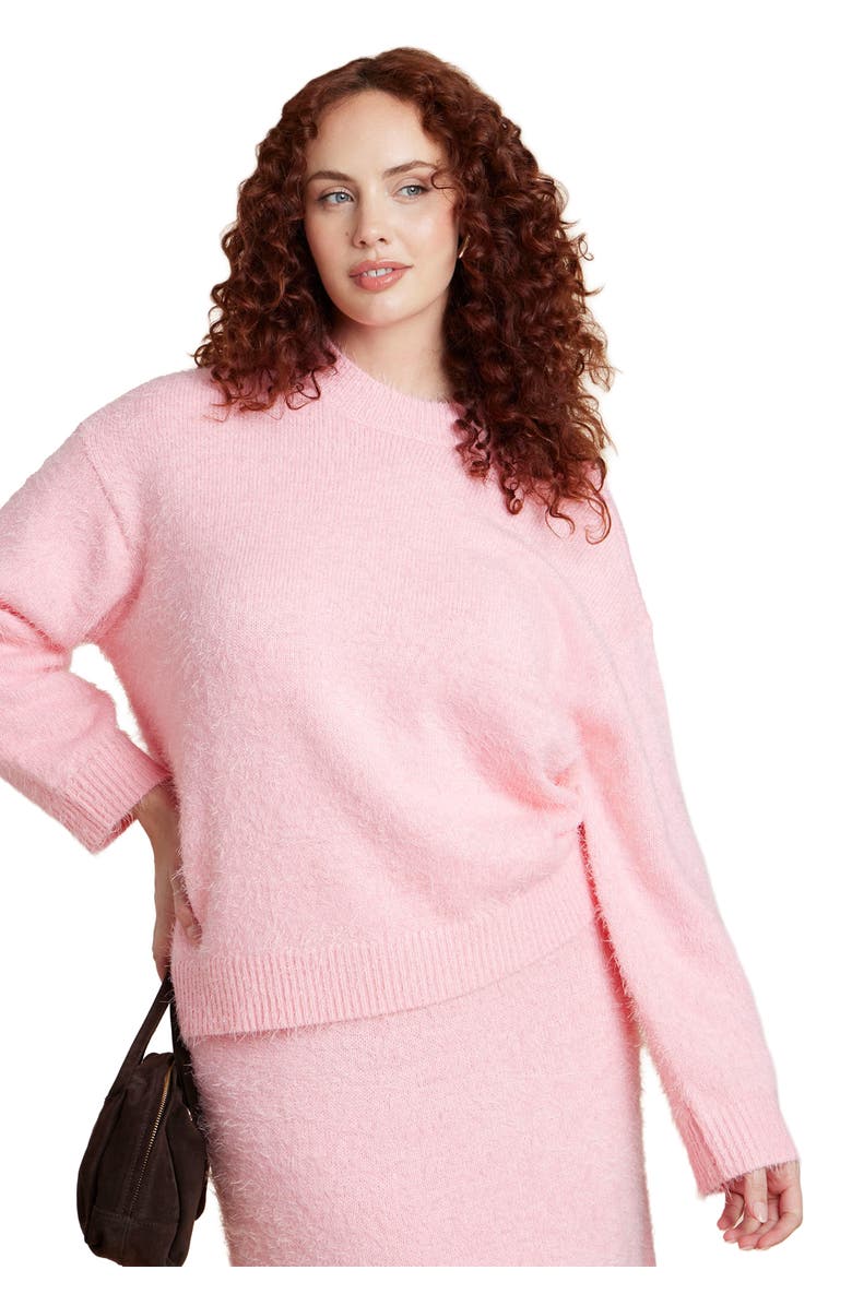 ELOQUII Fuzzy Sweater, Main, color, Romance Rose
