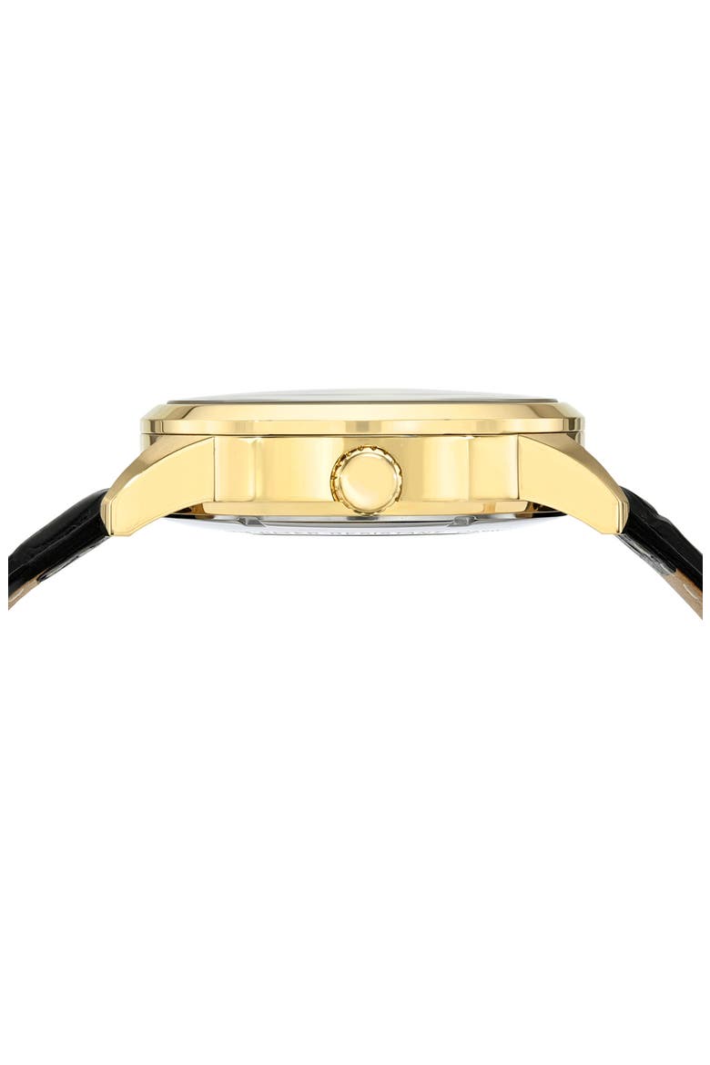 Cassius Automatic Leather Strap Watch, 45mm, Alternate, color, GOLD AND BLACK