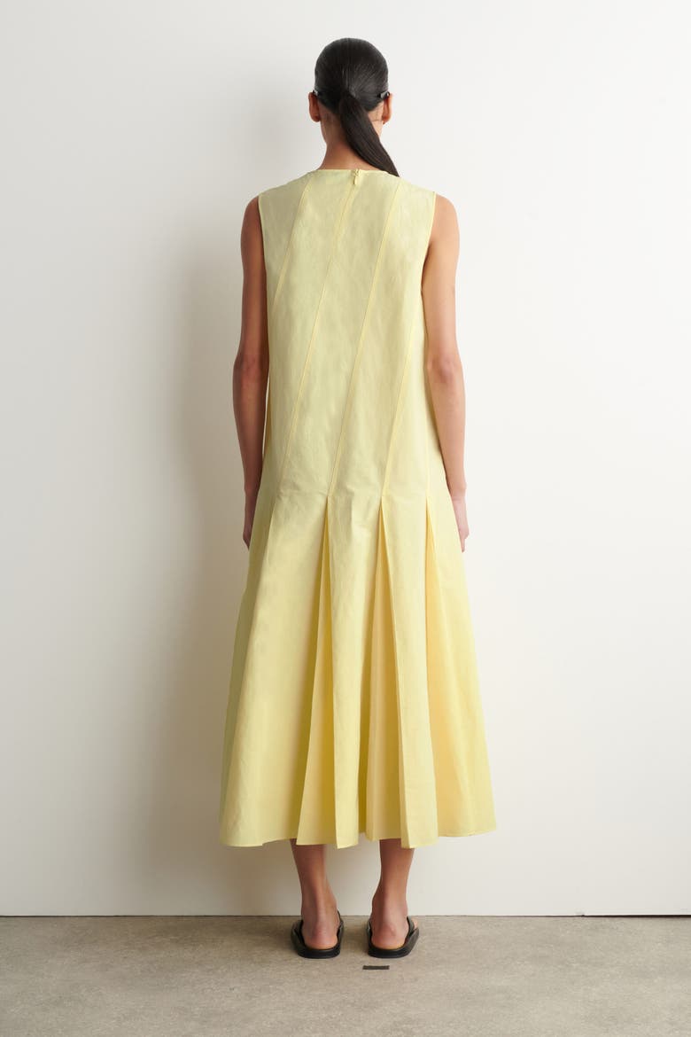 Pleated Cotton-linen Maxi Dress, Alternate, color, YELLOW