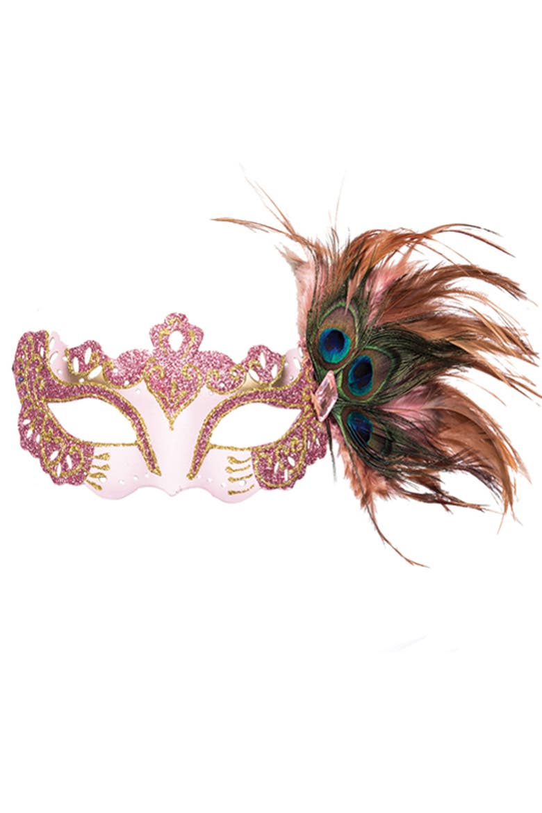 Side Feathered Costume Mask Assortment of 4, Alternate, color, Purple