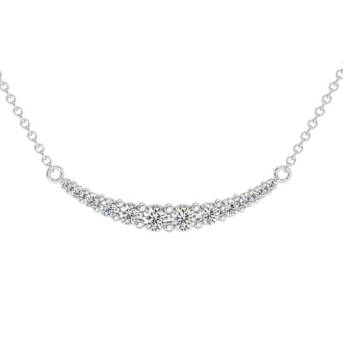 Bliss Diamond 1/2ct Tw Diamond Graduated Bar Necklace 14k Gold Lab Grown Pendant 28mm In 14k White Gold