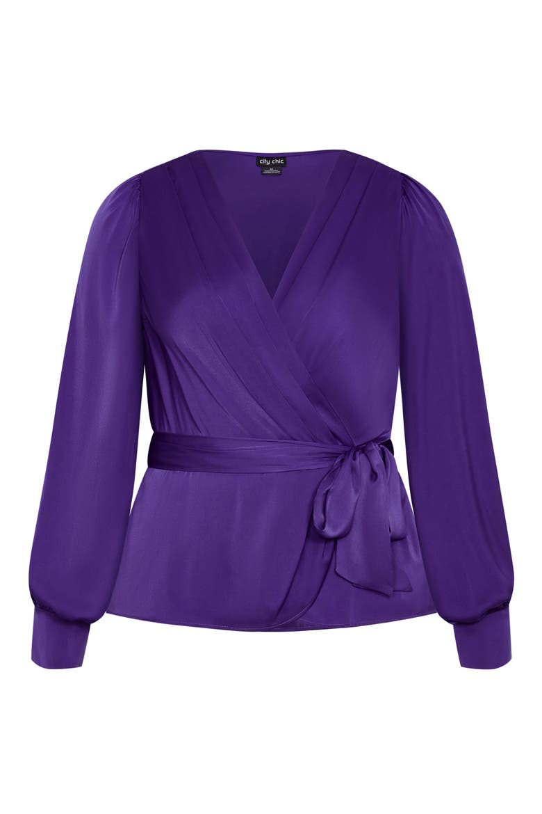 Opulent Faux Wrap Top, Alternate, color, ROYAL PURPLE