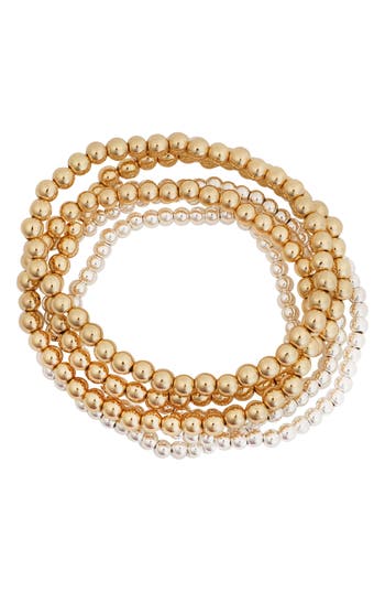 Panacea Set Of 5 Beaded Stretch Bracelet In Multi