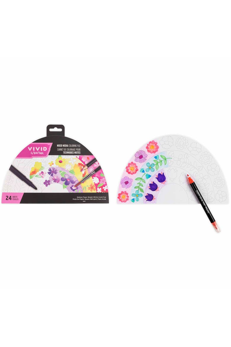 Mixed Media Coloring Pad 24 Sheets, Rainbow, Alternate, color, Multicolored