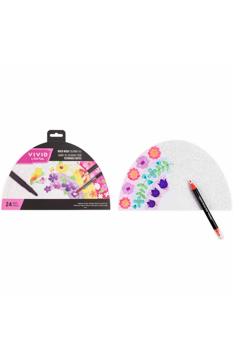 Brea Reese Vivid Mixed Media Coloring Pad 24 Sheets, Rainbow, Alternate, color, Multicolored