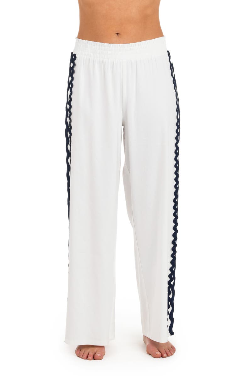 La Blanca Poolside Linen Blend Cover-Up Pants, Main, color, White