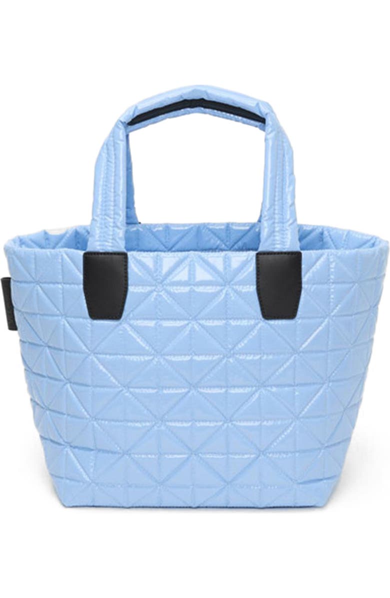 VeeCollective Small Vee Quilted Recycled Nylon Tote, Main, color, Cerulean Vinyl
