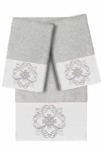 Linum Home Textiles Alyssa 3-Piece Embellished Towel - Light Gray