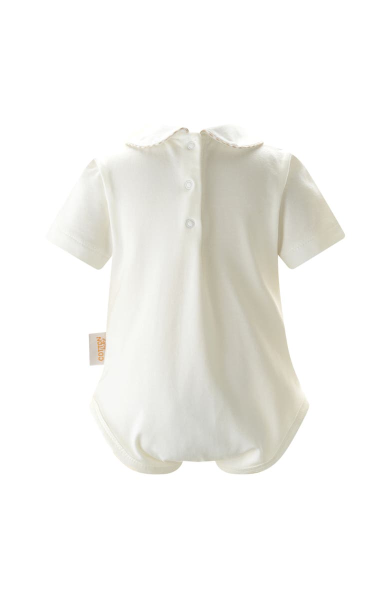 Rachel Riley Gingham Peter Pan Collar Bodysuit, Alternate, color, White