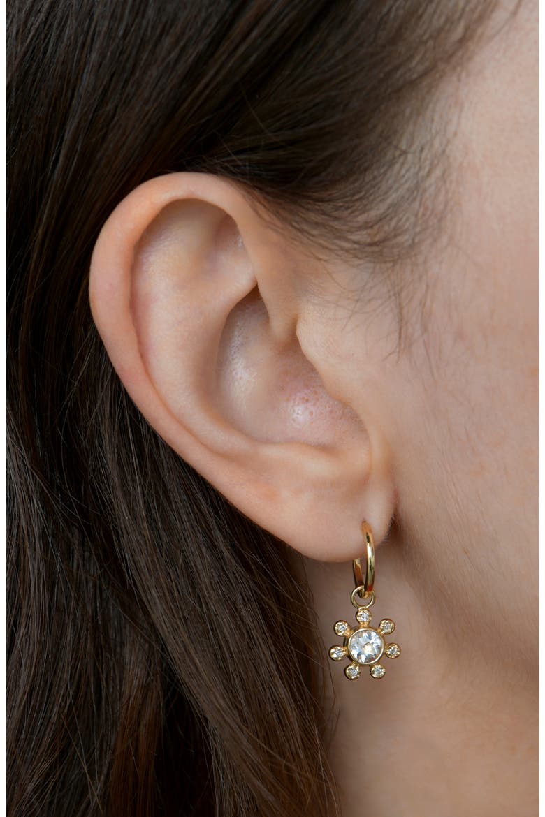 Dew Drop Étoile Diamond & Topaz Single Hoop Earring, Alternate, color, 14K YG/TOPAZ/DIAMOND