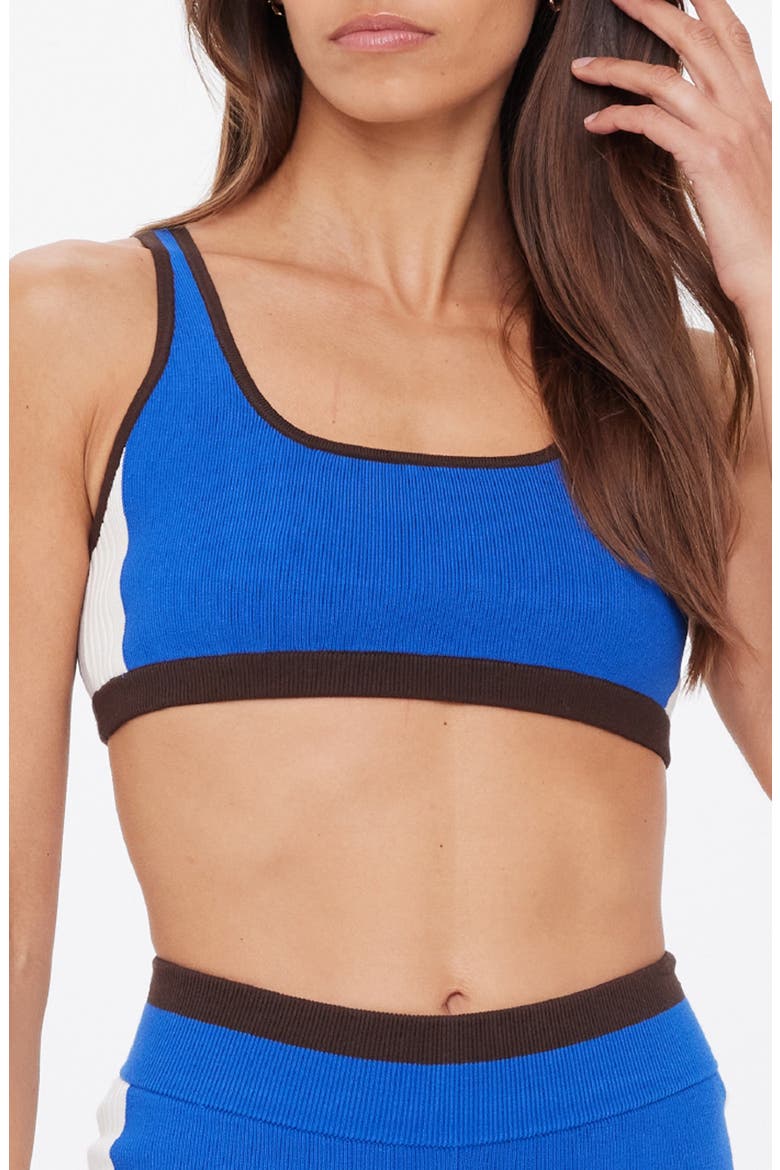 Montage Rory Scoop Neck Knit Sports Bra, Main, color, BLUE