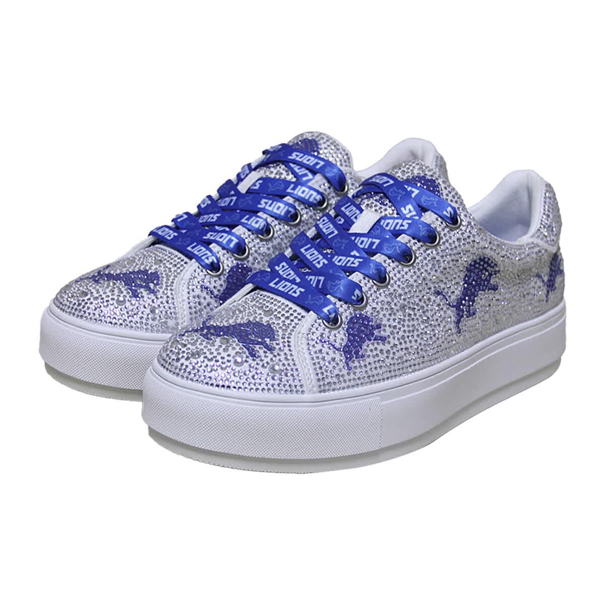 CUCE Women's Cuce White Detroit Lions Crystal Team Logo Sneakers, Main, color, 