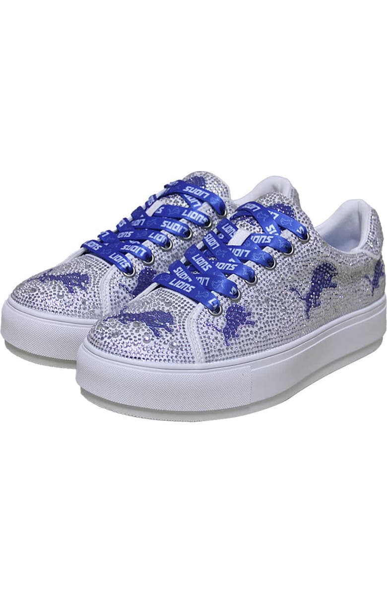 CUCE Women's Cuce White Detroit Lions Crystal Team Logo Sneakers, Main, color,