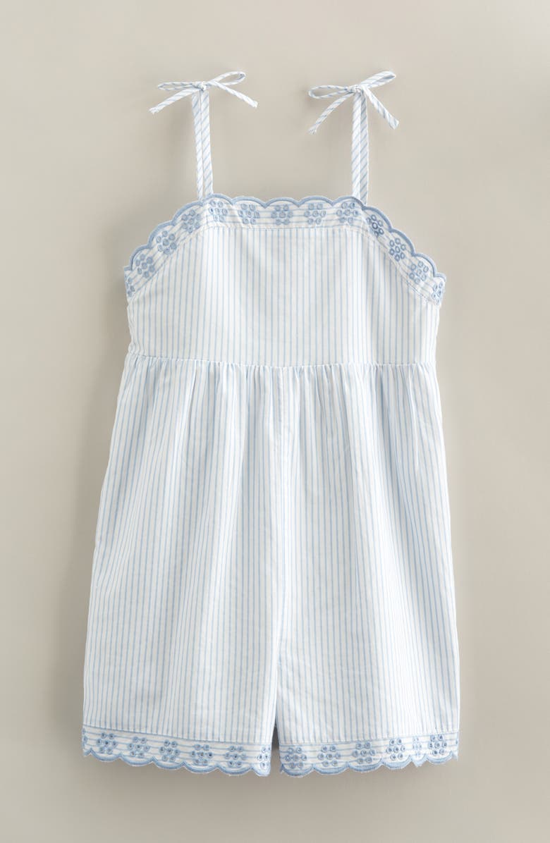 Nordstrom Scalloped Floral Short Romper, Main, color, White- Blue Val Stripe