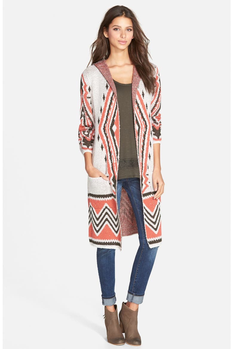 Hooded Jacquard Cardigan, Main, color, IVORY DOVE BOUCLE JACQUARD