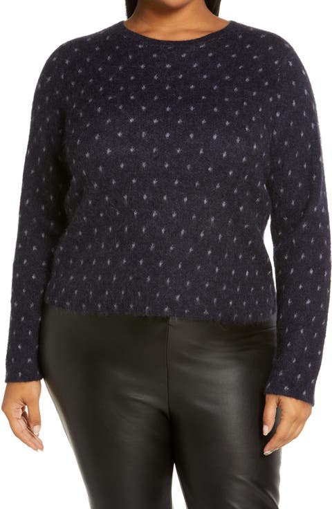 Women's Starry Dot Mohair & Alpaca Crewneck Sweater (Plus Size)