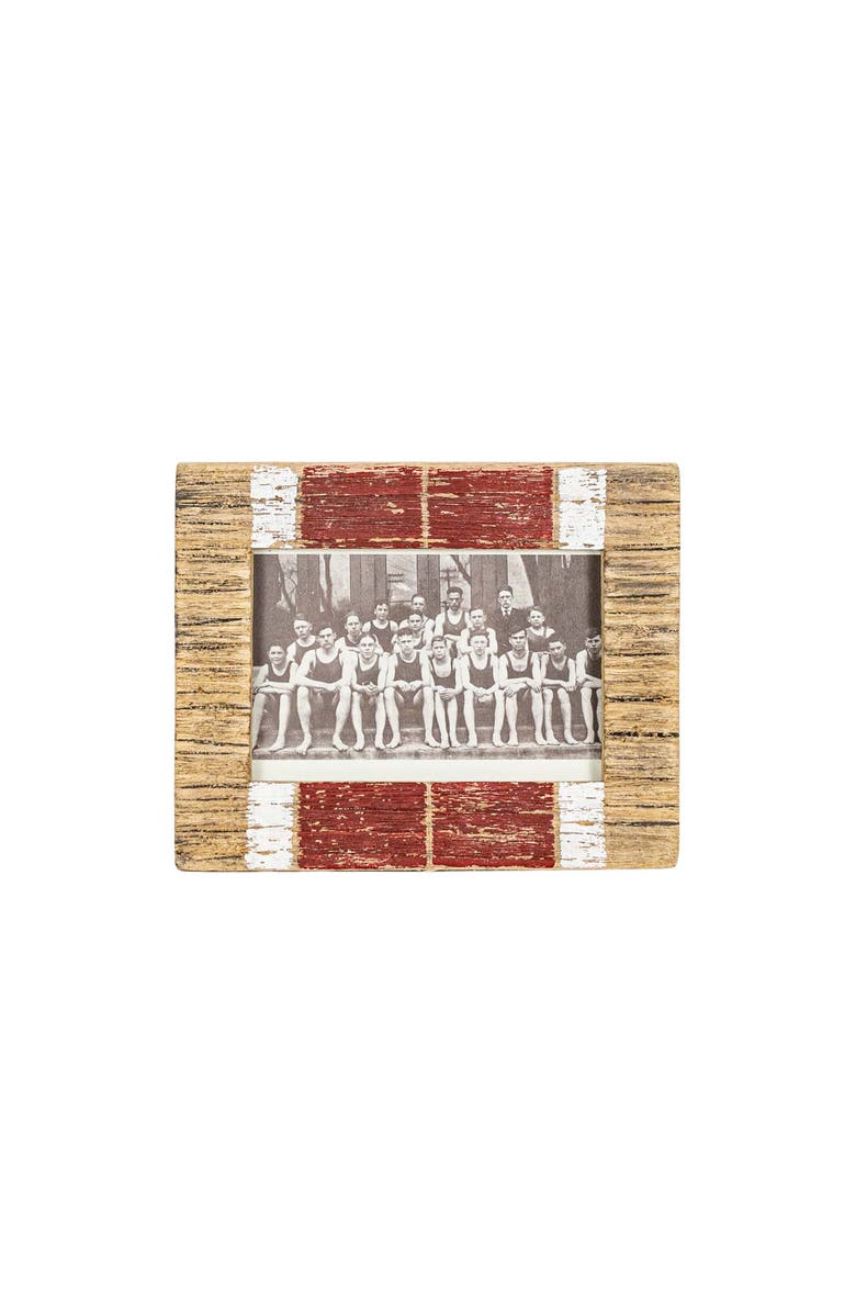 Foreside Home and Garden 4x6 Inch Washed Driftwood Picture Frame Red Wood MDF & Glass, Main, color, Red